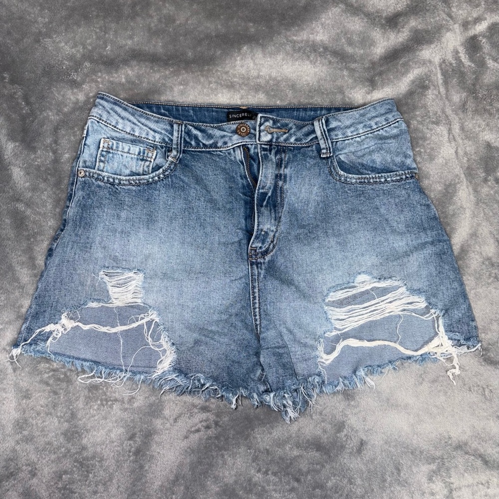 Sincerely Jules Blue Distressed Jean Shorts